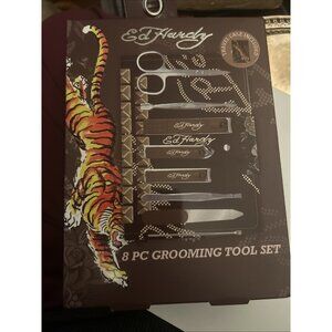 Ed Hardy Men’s 8pc Grooming Set W/Travel Case Clippers Scissors File Tweezers